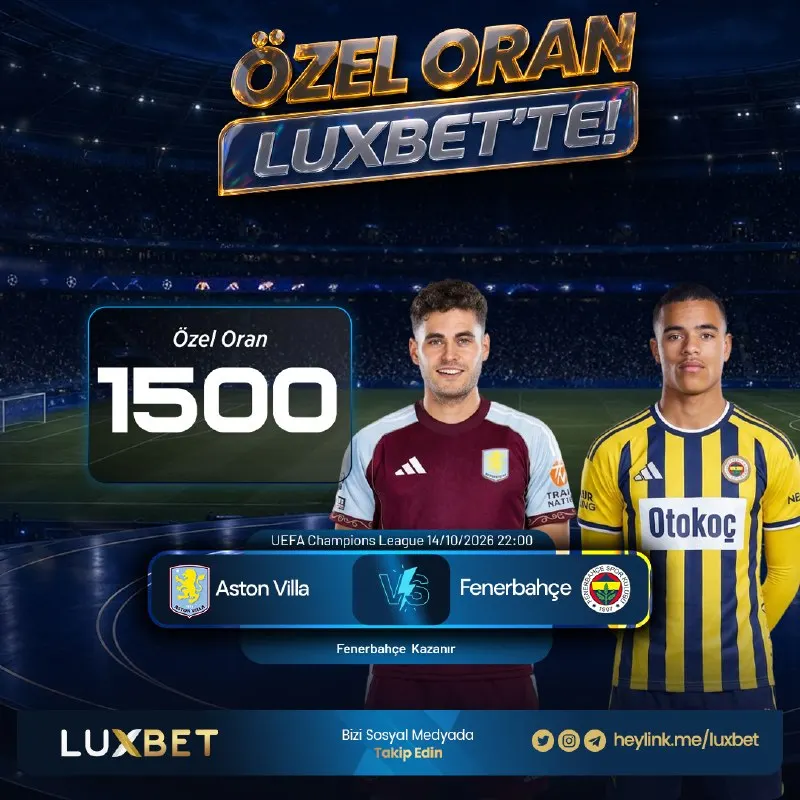 Luxbet Telegram: 📣 TAM 1500 ORAN AKTİF! 💰 ŞAMPİYONLAR LİGİNDE EN ÇOK BİZ KAZANDIRIYORUZ! Günlük…