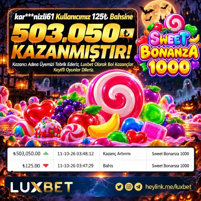 Luxbet Telegram: KAZANAN ÜYEMİZİ TEBRİK EDERİZ! 🎰 Sweet Bonanza 1000 - 503.050 TL! 📣 SIRADAKİ…