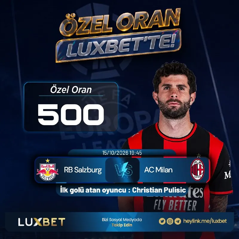 Luxbet Telegram: 🥇 ŞAMPİYONLAR LİGİNE ÖZEL ORAN AKTİF! ⏱ GEÇ OLMADAN YARARLANMAYI UNUTMA!