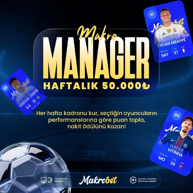 Makrobet Telegram: 😃😃⚡😃😃😃 😃😄 ÖDÜLLÜ HAFTALIK MAKRO MANAGER ⚽️ 📋 Kadronu kur, yıldızlarını seç…