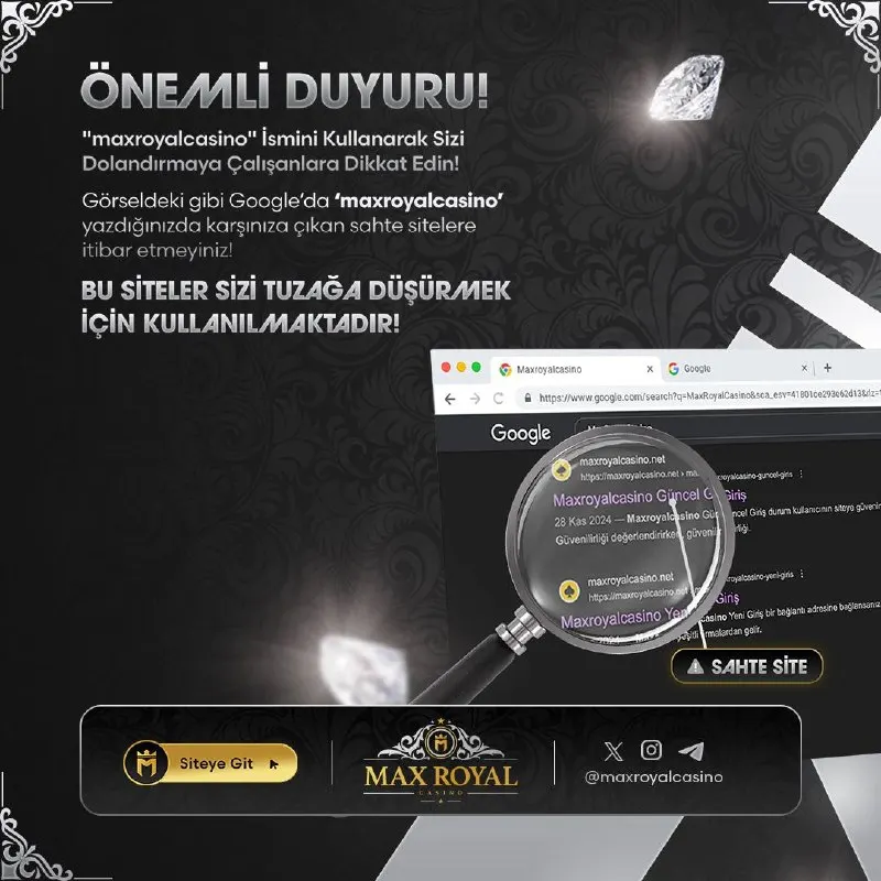 Maxroyal Casino Telegram: ⚠️ MaxRoyalCasino Ailesinin Dikkatine! 📣 İsmimizi kullanarak sizi dolandırmaya…