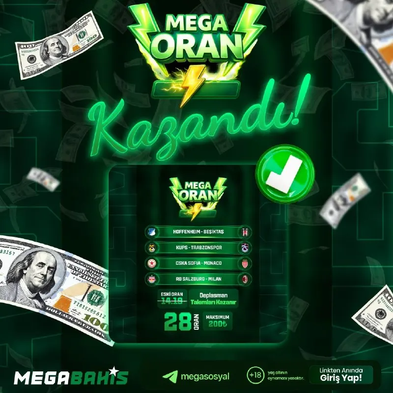 Megabahis Telegram: 🔡🔡📣📣📣📣 KAZANDI! 🎉 ⚡️MegaOran'ı değerlendirerek bahsini TAM 28'e katlayan…