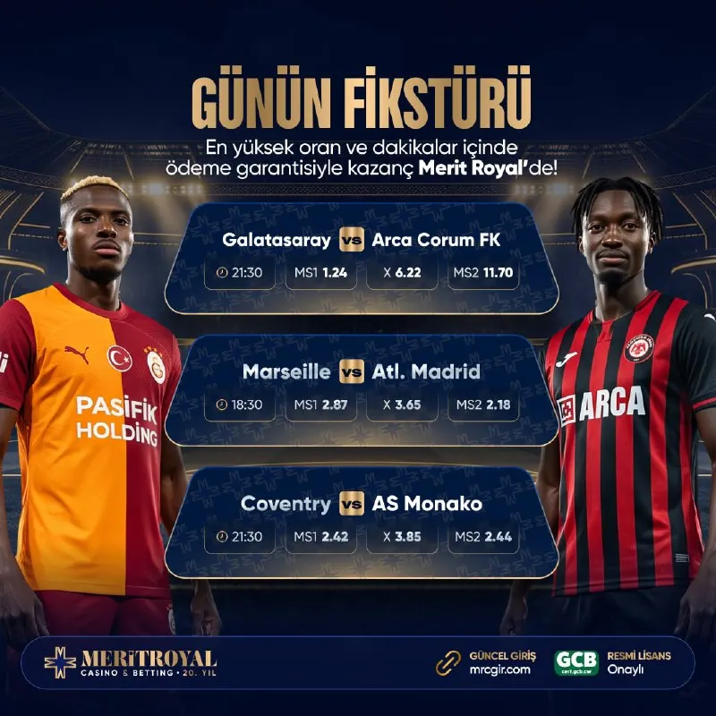 Merit Royal Casino Telegram: 💙 #MeritRoyal’de 😀😀😀😀😀 💙21:30 | Galatasaray 😀 Çorum 💙 18:30 |Marsilya 😀…