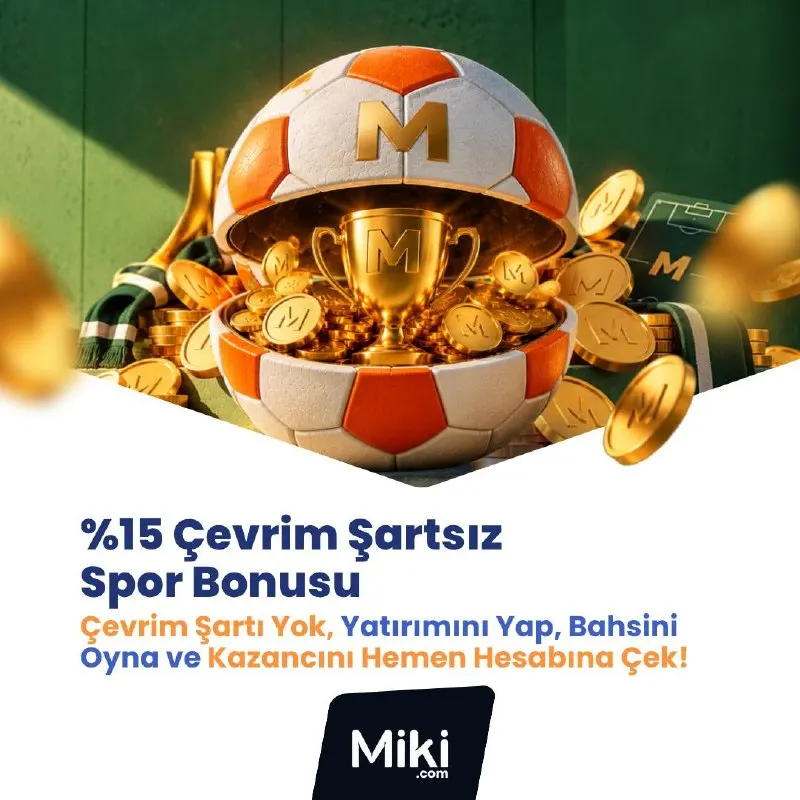 Miki Telegram: 🔝 %15 Çevrim Şartsız Spor Yatırım Bonusu 💵2.000 TL'ye kadar çevrimsiz spor…