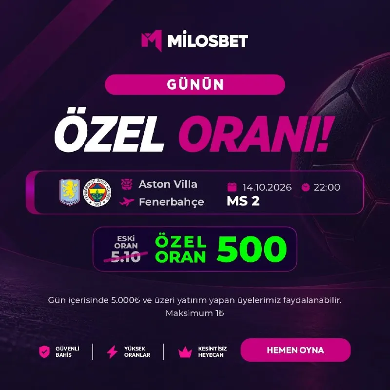 Milosbet Telegram: 😒😩😓 'te ÖZEL KOMBİNE ORAN!🔥 🏴Aston Villa vs Fenerbahçe ⚽️ 🟡Fenerbahçe…