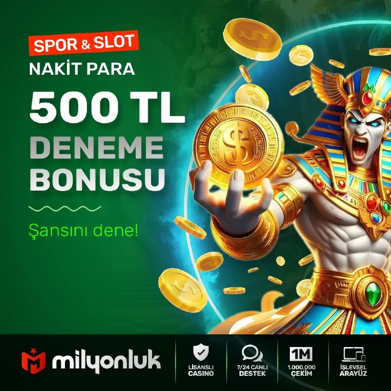 Milyonluk Telegram: 🟩 500 TL DENEME BONUSU Milyonluk’ta 500 TL deneme bonusunu spor bahisleri ve…