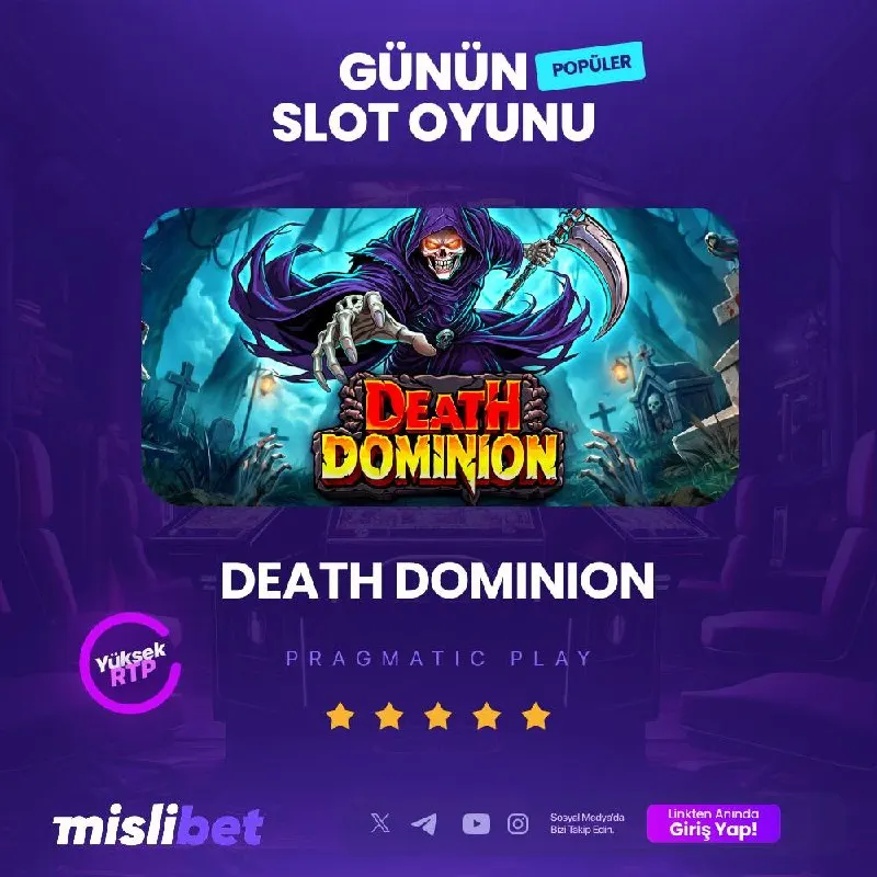 Mislibet Telegram: 🎰Günün Popüler Slot Oyunu;🎰 🎰♥️ DEATH DOMINION 🔼 En Yüksek RTP Oranları 🎁 En…