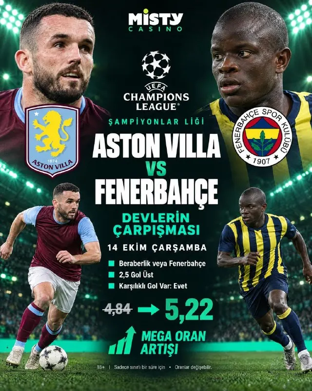 Misty Casino Telegram: GÖZÜNÜ KIRPMA! 🔥 Aston Villa vs Fenerbahçe Fenerbahçe bu zorlu Avrupa sınavında…