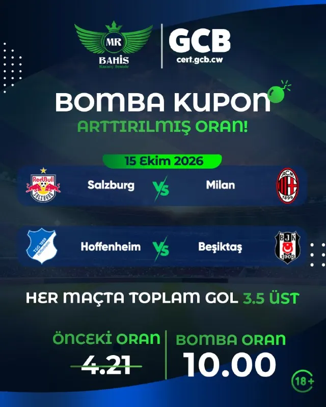 MrBahis Telegram: 🔥💣 MRBAHİS'TEN BOMBA KUPON! 💣🔥 ⚽️ Salzburg vs Milan ⚽️ Hoffenheim vs Beşiktaş ✅…