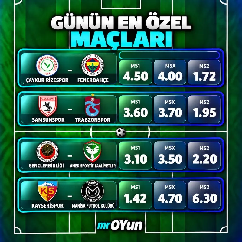 MrOyun Telegram: ⚽️ GÜNÜN EN ÖZEL MAÇLARI mrOyun'DA! 🔥 Futbol heyecanı dört farklı karşılaşmayla…
