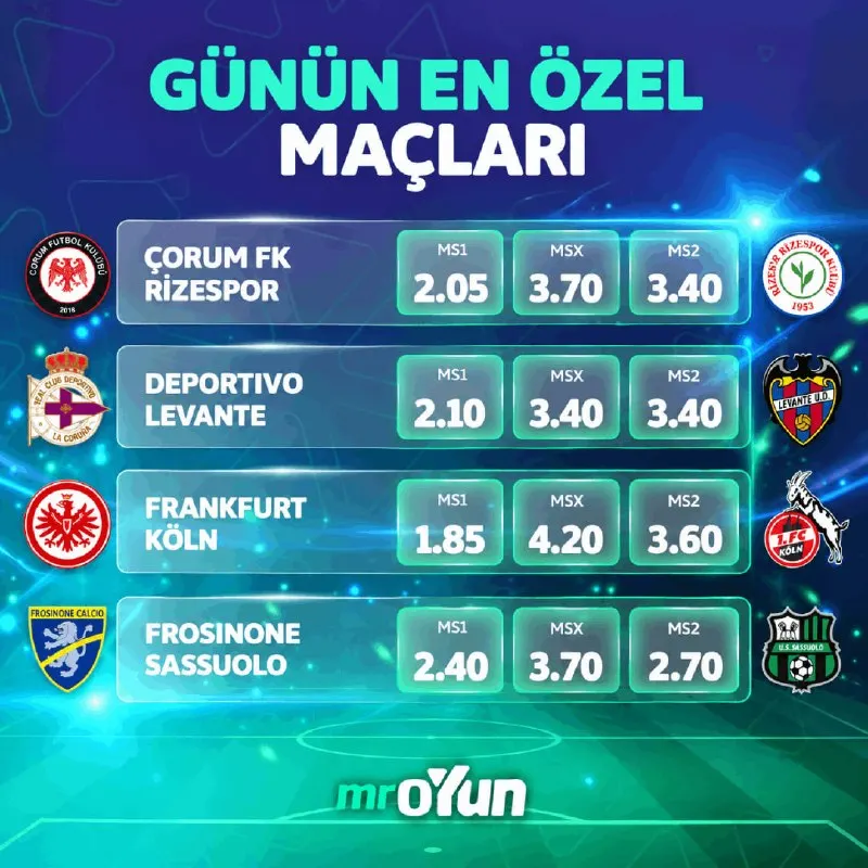 MrOyun Telegram: 👀 BUGÜN HANGİ MAÇ SÜRPRİZ YAPAR? ⚽️ Türkiye'den Avrupa'ya, günün dikkat çeken…