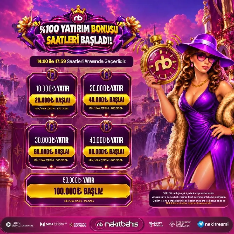 Nakitbahis Telegram: 🍀%100 Yatırım Bonusu Fırsatı🔘 🕐14.00 - 17.59 saatleri arasında 🆕Yenilenen…