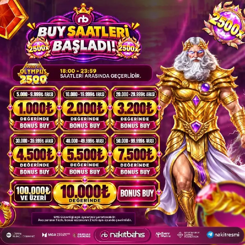 Nakitbahis Telegram: 💎 Gates of Olympus 2500 Bonus Buy Saatleri 🔘 ⏰18.00 - 23.59 Saatleri arasında…