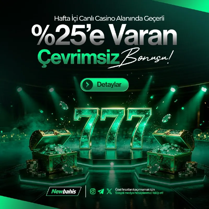 Newbahis Telegram: 🔥 CANLI CASİNO’DA %25’E VARAN BONUS! 🔥 Hafta içi canlı casino keyfini bonus…