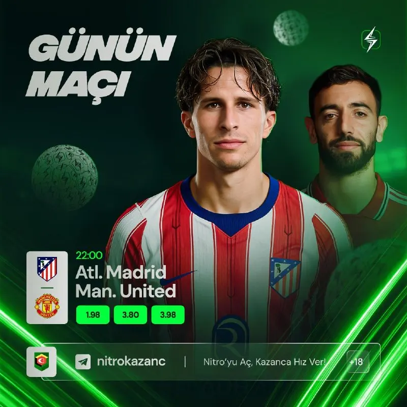 Nitrobahis Telegram: ⚽️ GÜNÜN MAÇI ATLETICO MADRID - MANCHESTER UNITED! 22:00'DE! 🇪🇸 Atletico Madrid…