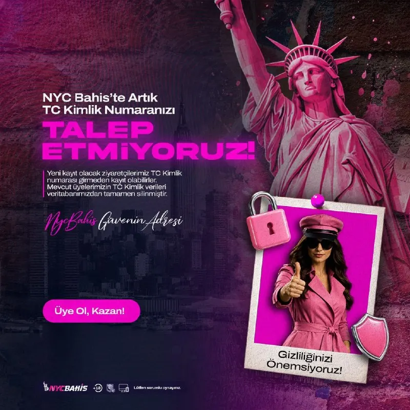 NYC Bahis Telegram: NYC Bahis'te Artık TC Kimlik Numaranızı TALEP ETMİYORUZ! Mevcut üyelerimiz TC…