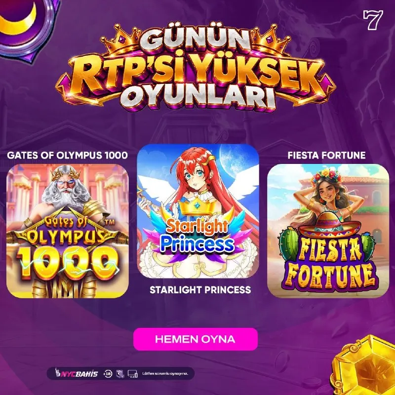 NYC Bahis Telegram: NYC'DE OYNAMANIN TAM ZAMANI 🪙 💵Günün dikkat çeken yüksek RTP oranlı slotları…