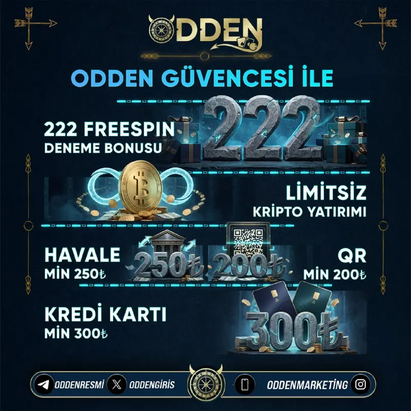 Odden Telegram: 💲 Kazanmak ODDEN'DA başlar! 👉🟡🟡🟡 Freespin Deneme Bonusu ✅250₺ Havale Yatırım…