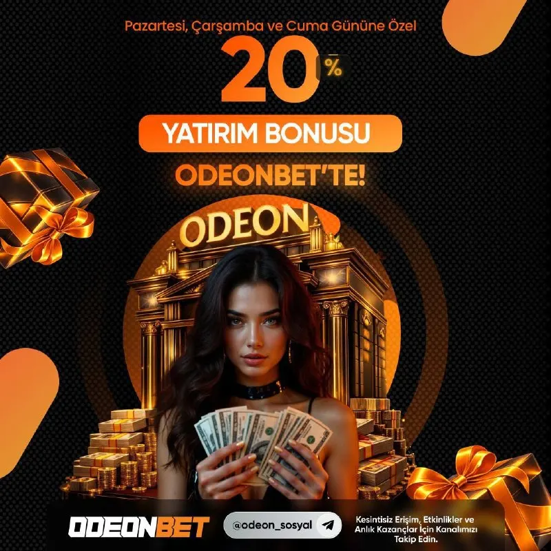 Odeonbet Telegram: 🎰 Yatırımınıza Ek Çevrim Şartsız %20 Nakit Bonus! 🔥 Pazartesi, Çarşamba ve Cuma…