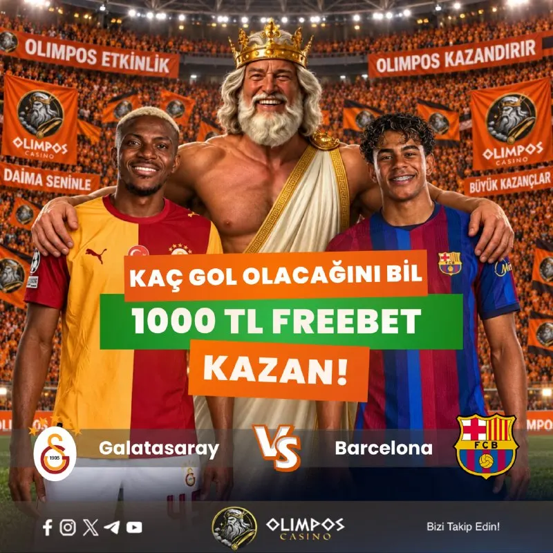Olimpos Casino Telegram: 🤍 OLİMPOS KAÇ GOL OLUR YARIŞMASI 🟠Galatasaray vs Barcelona⚽️ ⚡️Katılmak için…