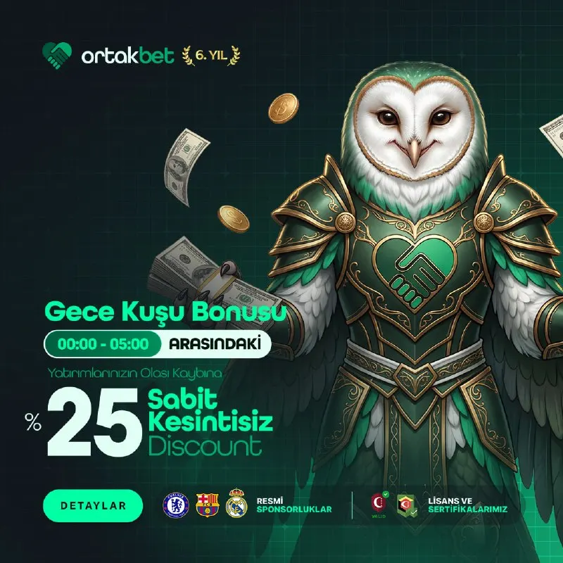 Ortakbet Telegram: 🌃 GECE KUŞU BONUSU! 🌃 🎉Uyumayanlara özel kazanç zamanı geldi! 🌙 🤑00:00 – 05:00…