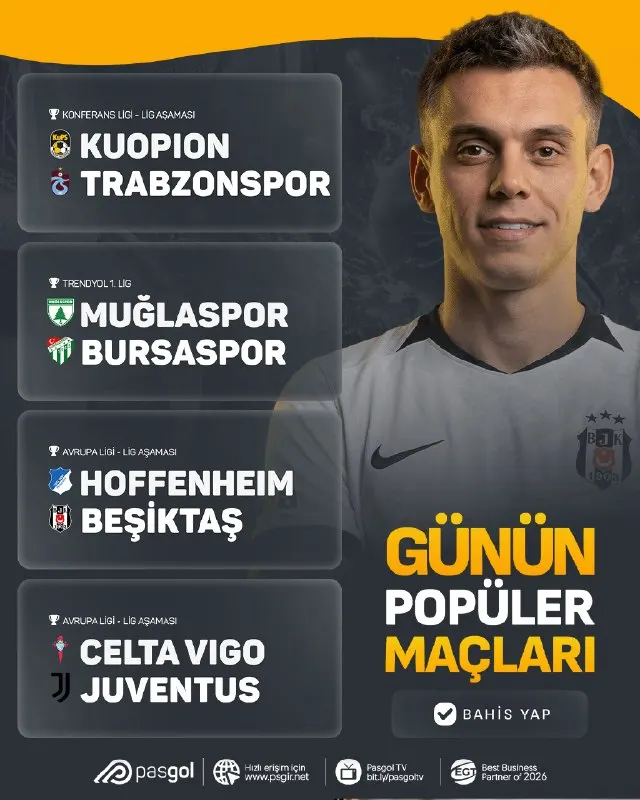 Pasgol Telegram: ⚽ AVRUPA’DA HEYECAN, SAHADA REKABET! 🔥 Bu akşam futbol takvimi birbirinden…