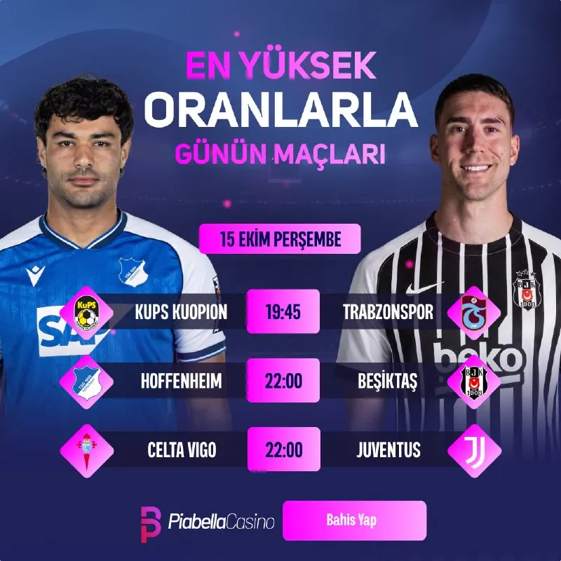 Piabella Casino Telegram: 🎆 Günün Yüksek Oranlı Karşılaşmalarını Sizler İçin Derledik! ❤️‍🔥 En Yüksek…