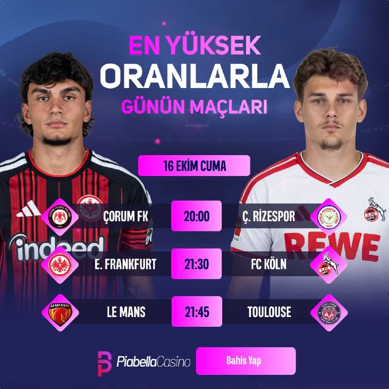 Piabella Casino Telegram: 🎆 Günün Yüksek Oranlı Karşılaşmalarını Sizler İçin Derledik! ❤️‍🔥 En Yüksek…