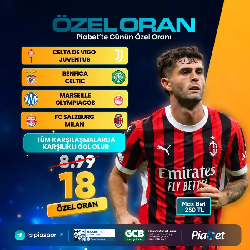 Piabet Telegram: 🏆 PİABET'TE KOMBİNE ÖZEL ORAN GÜNÜ! ⚽️ TÜM KARŞILAŞMALARDA KARŞILIKLI GOL OLUR…