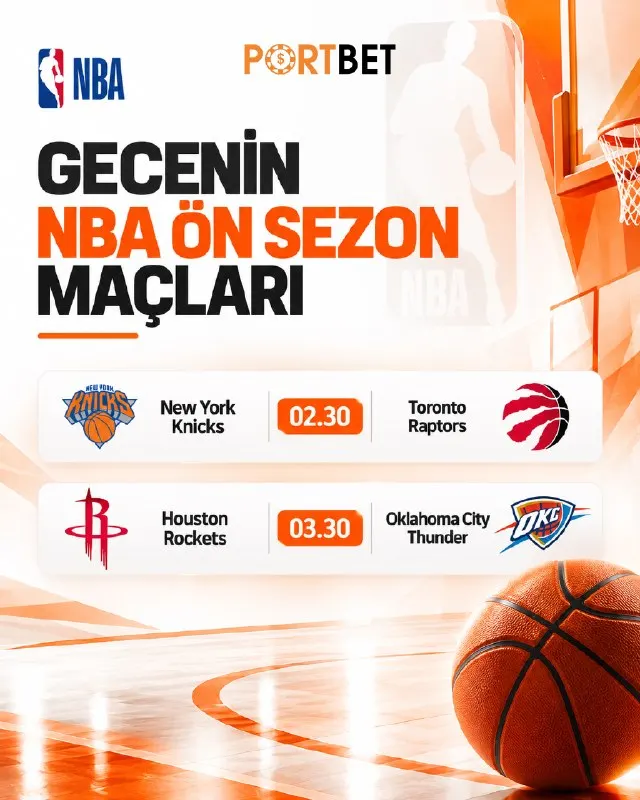 Portbet Telegram: 🤴 NBA Gecesi Portbet'te Başlıyor! 🏀 Son dönemin en formda takımları Oklahoma ve…