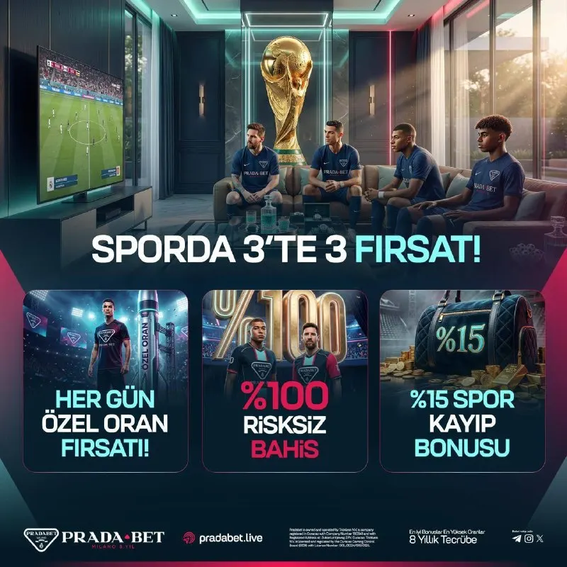 Pradabet Telegram: ⚽️ SPORDA 3’TE 3 FIRSAT! PradaBet’te spor tutkunlarını kazandıran fırsatlar…
