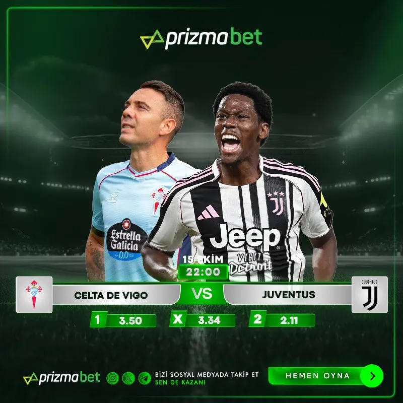 Prizmabet Telegram: ℹ️ 1️⃣5️⃣ EKİM Günün Maçlarından Sadece Bir Tanesi ➡️ CELTA VİGO 🆚 JUVENTUS…