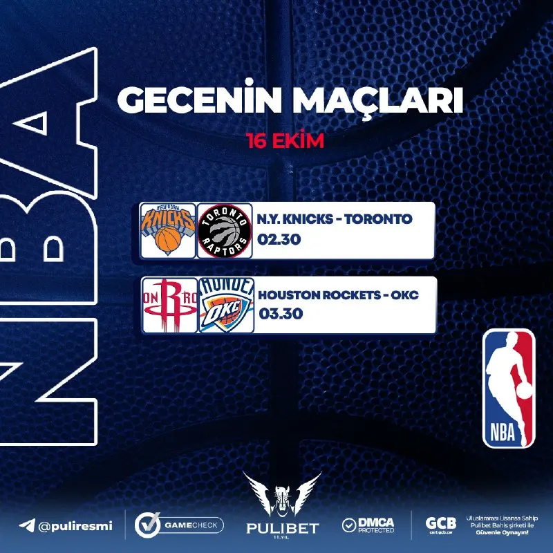Pulibet Telegram: 🇺🇸 NBA GECESİNİN MERKEZİ BELLİ 🏀N.Y. Knıcks⚔️ Toronto😛 🤲Houston R.⚔️OKC 🏀…