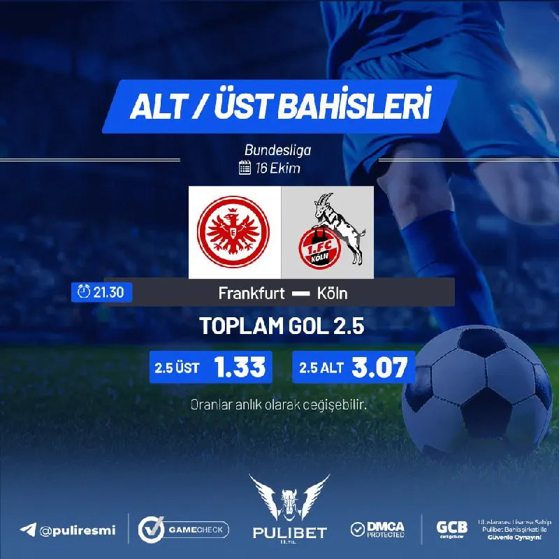 Pulibet Telegram: Admin sizden taraf istiyor: Gollü gece mi, kontrollü 90 dakika mı? Frankfurt 🆚…