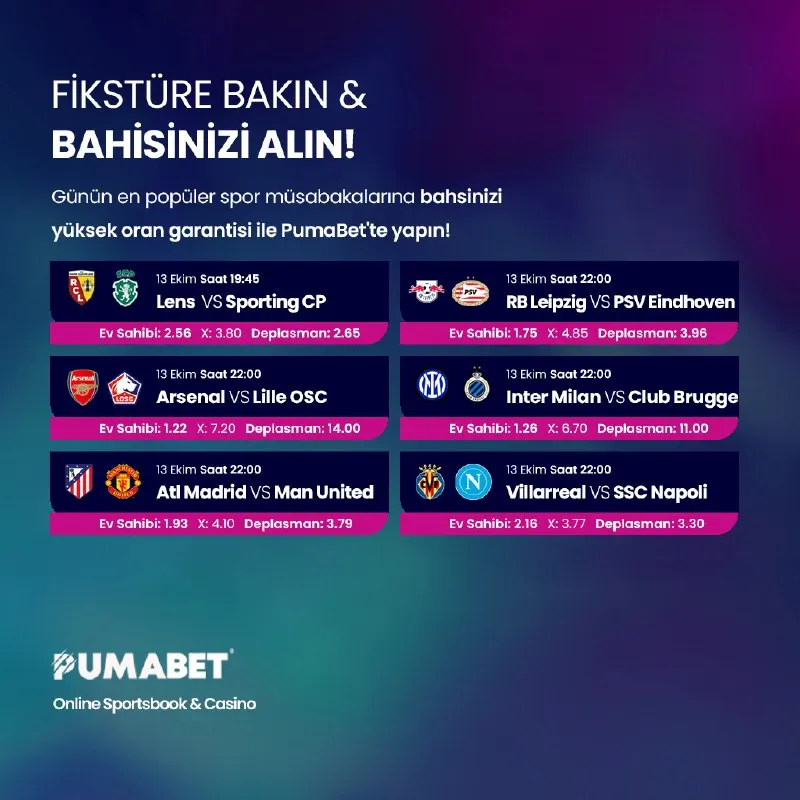 Pumabet Telegram: 🌍 Avrupa’nın en büyük sahnesinde bugün yine büyük randevular var! 🏆 Şampiyonlar…