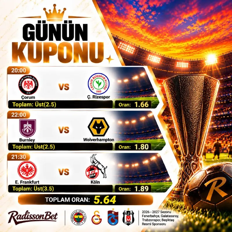 Radissonbet Telegram: 🟡🟡🟡🟡🟡⚽️🟡🟡🟡🟡🟡🟡 🌟 Analiz ekibimizden günün öne çıkan maçları ve özel karşılaşma…