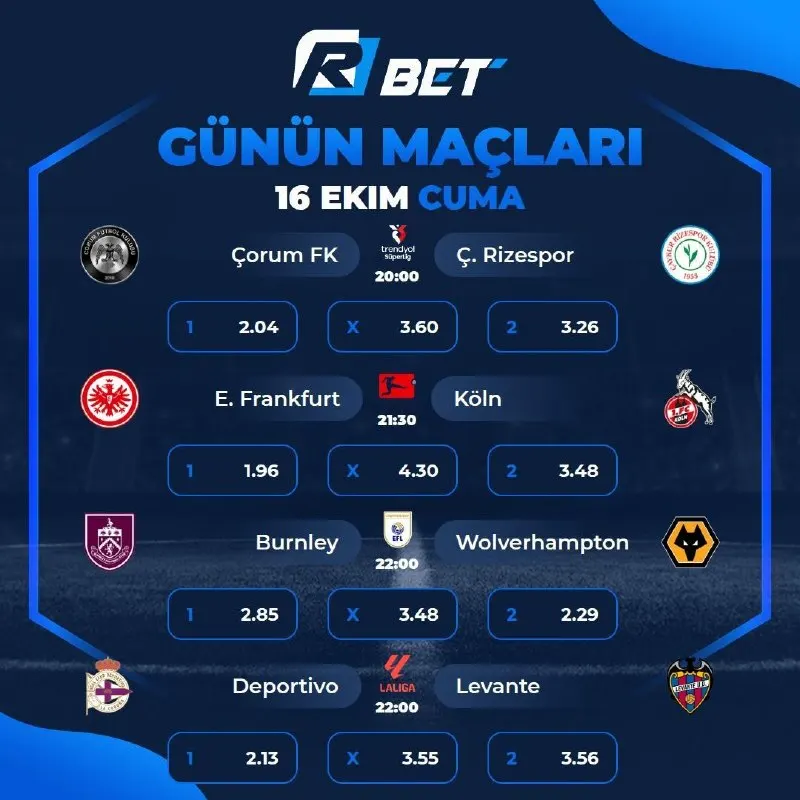 Rbet Telegram: 🔥 Bugün futbolun ritmi yükseliyor! 🔥 Sahne birbirinden zorlu karşılaşmaların! 🏆…