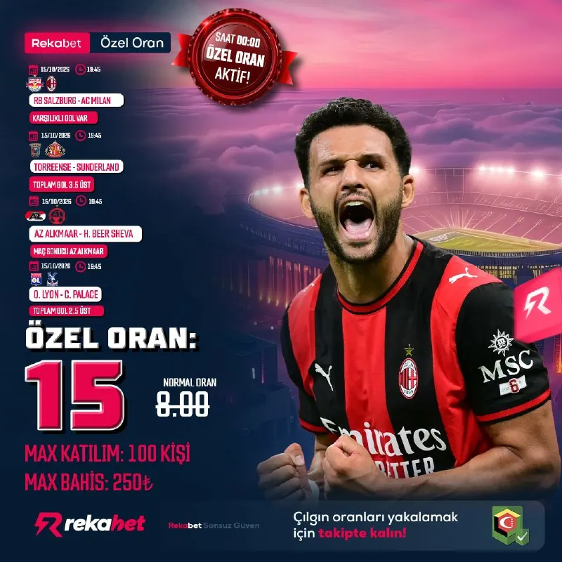 Rekabet Telegram: 🔥AVRUPA LİGİ ÖZEL ORAN KOMBİNESİ🔥 🕚 ŞİMDİ AKTİF! ⚽️ Salzburg - Milan 🎯 KG Var…