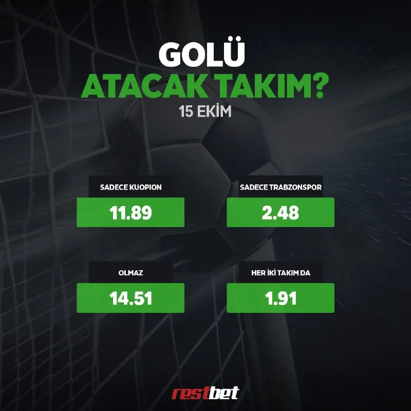 Restbet Telegram: Trabzonspor'un maçında golü atacak takımı sen belirle! 🇫🇮 Sadece Kuoipon…
