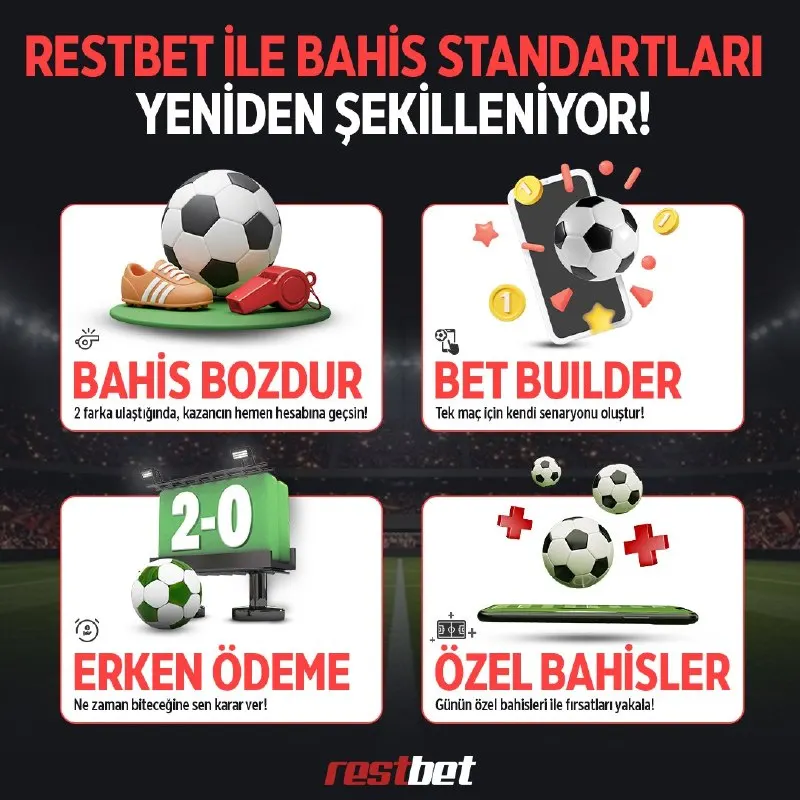 Restbet Telegram: 🔴🔴🔴🔴 İLE BAHİS STANDARTLARI YENİDEN ŞEKİLLENİYOR! Heyecanını artıracak 4️⃣…