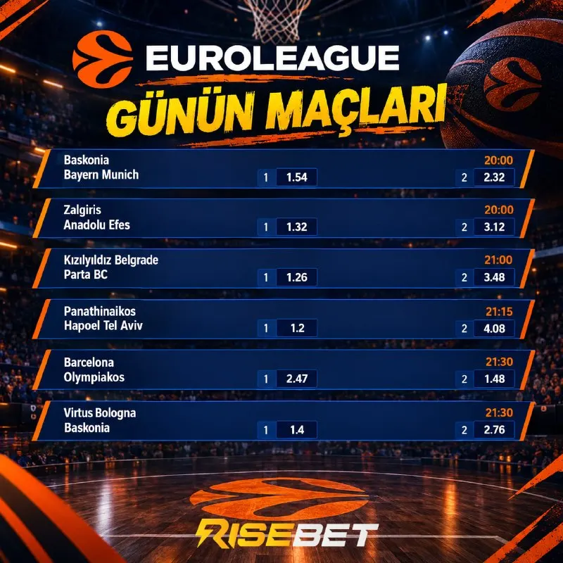 Risebet Telegram: 🏀 Euroleague Günün Maçları 🏀 💵 Karşılaşmalara Özel Yüksek Bahis Limiti ve Geniş…