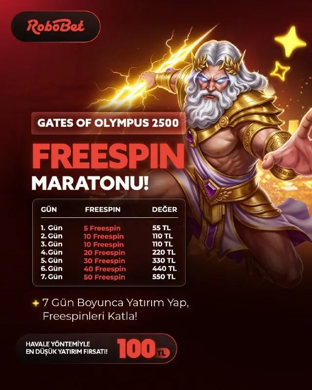 Robobet Telegram: 🎰 ROBOBET’TE GATES OF OLYMPUS 2500 FREESPIN MARATONU SENİ BEKLİYOR! 🤑 7 gün…