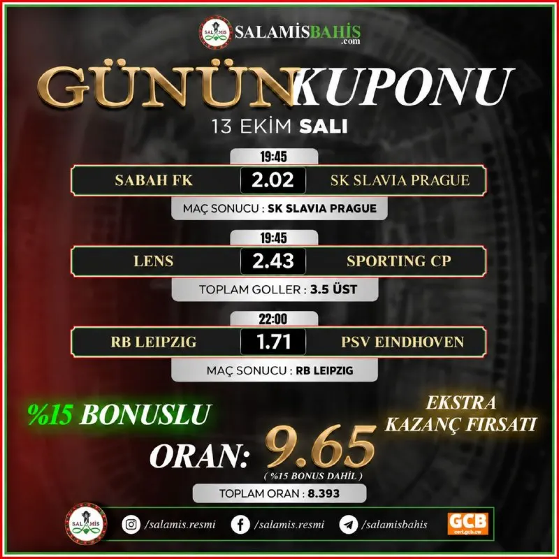 Salamis Bahis Telegram: Günün en heyecanlı maçlarına en yüksek oranlar #salamisbahis'te seni bekliyor!!…