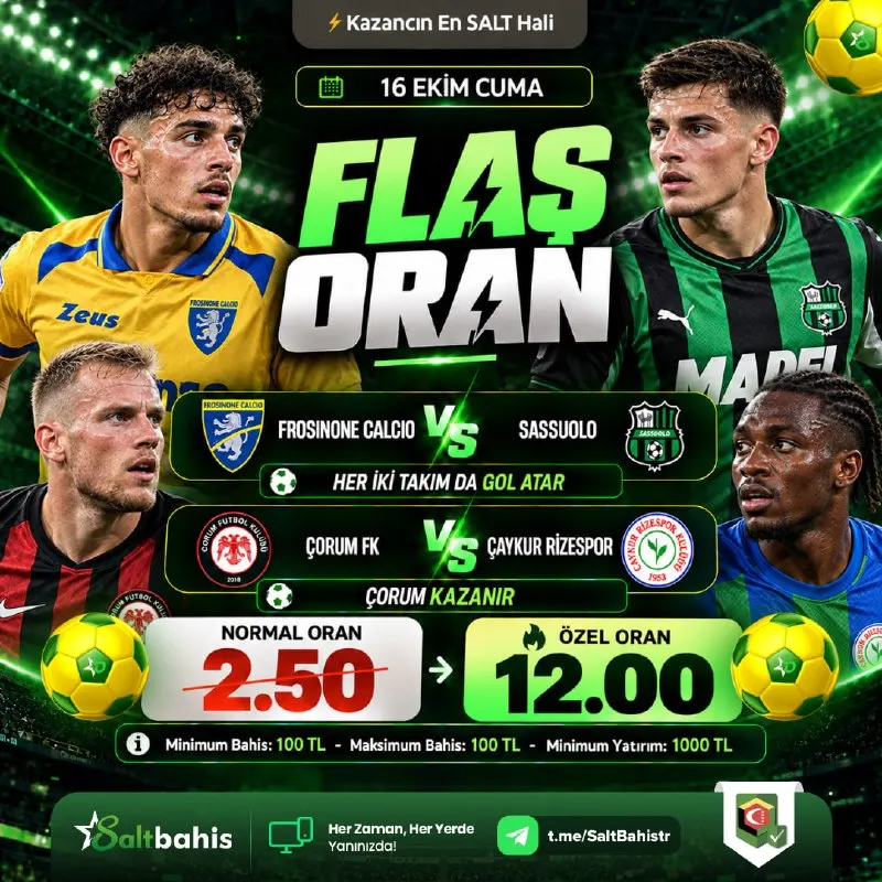Saltbahis Telegram: 🎉 🎉🎉🎉🎉 🎉🎉🎉🎉🎉 🎉🎉🎉🎉🎉🎉 🎉 SALTBAHİS’TE FLAŞ ORAN ZAMANI! ⚽ 🎉🎉🎉🎉🎉🎉 🇮🇹 Frosinone…
