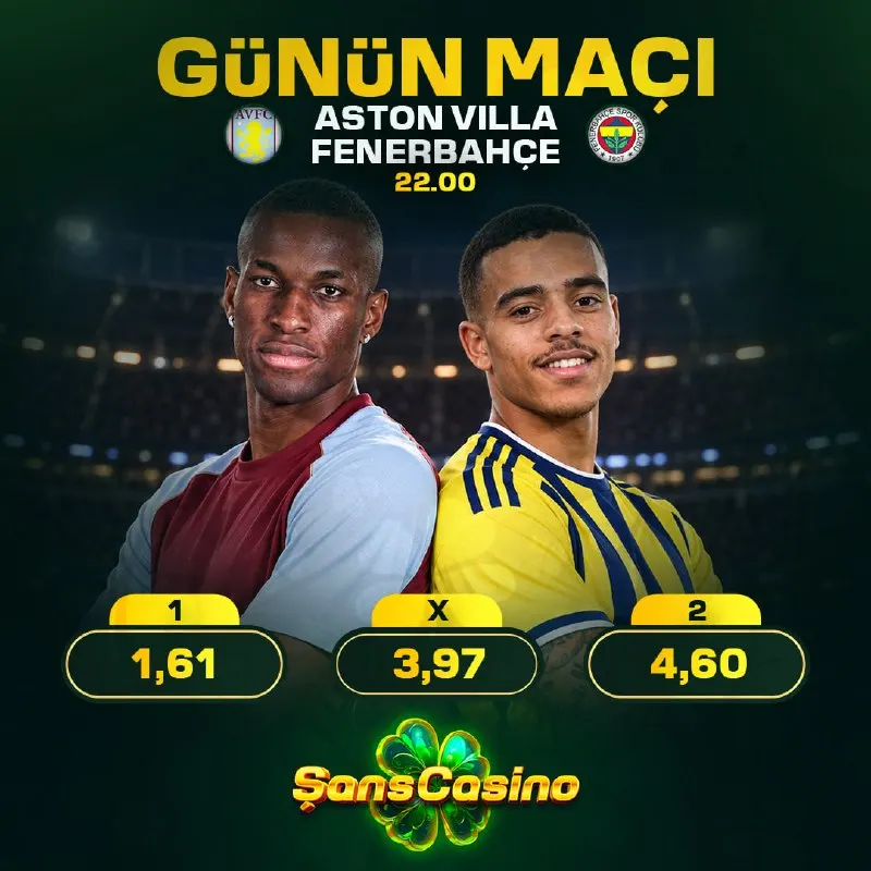 Şanscasino Telegram: 🏴 ASTON VILLA - FENERBAHÇE 🇹🇷 MAÇI EN YÜKSEK ORANLARLA ŞANS CASINO'DA! 💣…