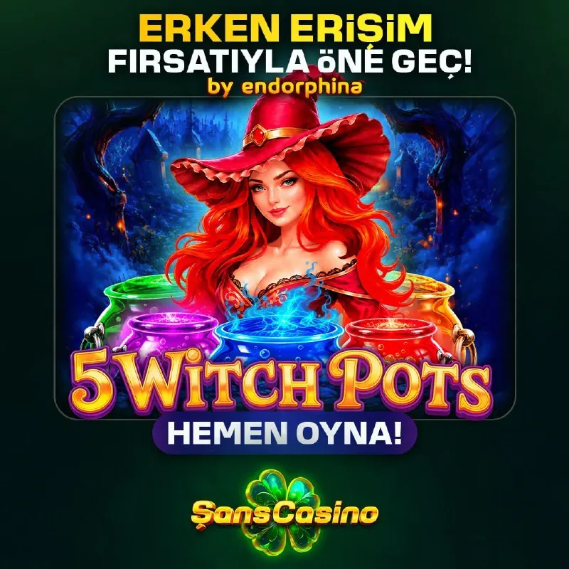 Şanscasino Telegram: 🆕 YENİ OYUN ŞANS CASINO'DA! 5 Witch Pots 🪄 erken erişim ile Şans Casino'da!…