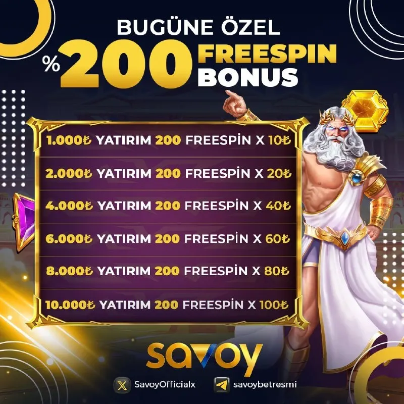 Savoybetting Telegram: 🆘 SAVOY ETKİNLİK MERKEZİNDE BUGÜNE ÖZEL! 🆘 ⚡️ %200 FS ETKİNLİĞİ AKTİF! ⚡️ ⏰…