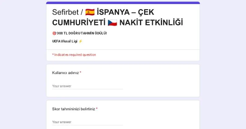 Sefirbet Telegram: Doğru Tahminde Bulunan Herkese 300 TL Nakit Bonus ⚡ Uefa Şampiyonlar Ligi Kups…