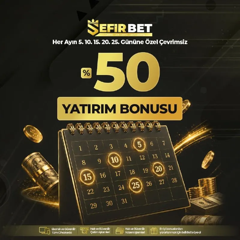 Sefirbet Telegram: 🚨 KAÇIRAN ÜZÜLÜR! 🚨 🗓️ Her ayın özel bonus günlerinde 🛫 %50 ÇEVRİMSİZ BONUS…