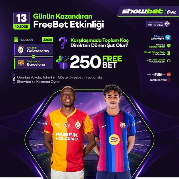Showbet Telegram: 💚💚💚💚💚💚 Freebet Ödüllü Tahmin Etkinliği 🇹🇷 GALATASARAY 🆚 BARCELONA ⚽️ 🏆 Toplam…